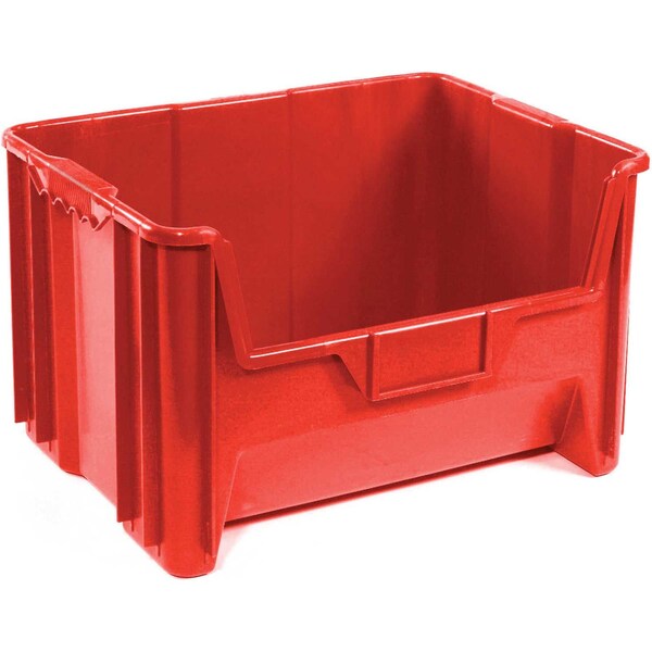Storage Bin, Plastic, Red, 19-7/8 in W